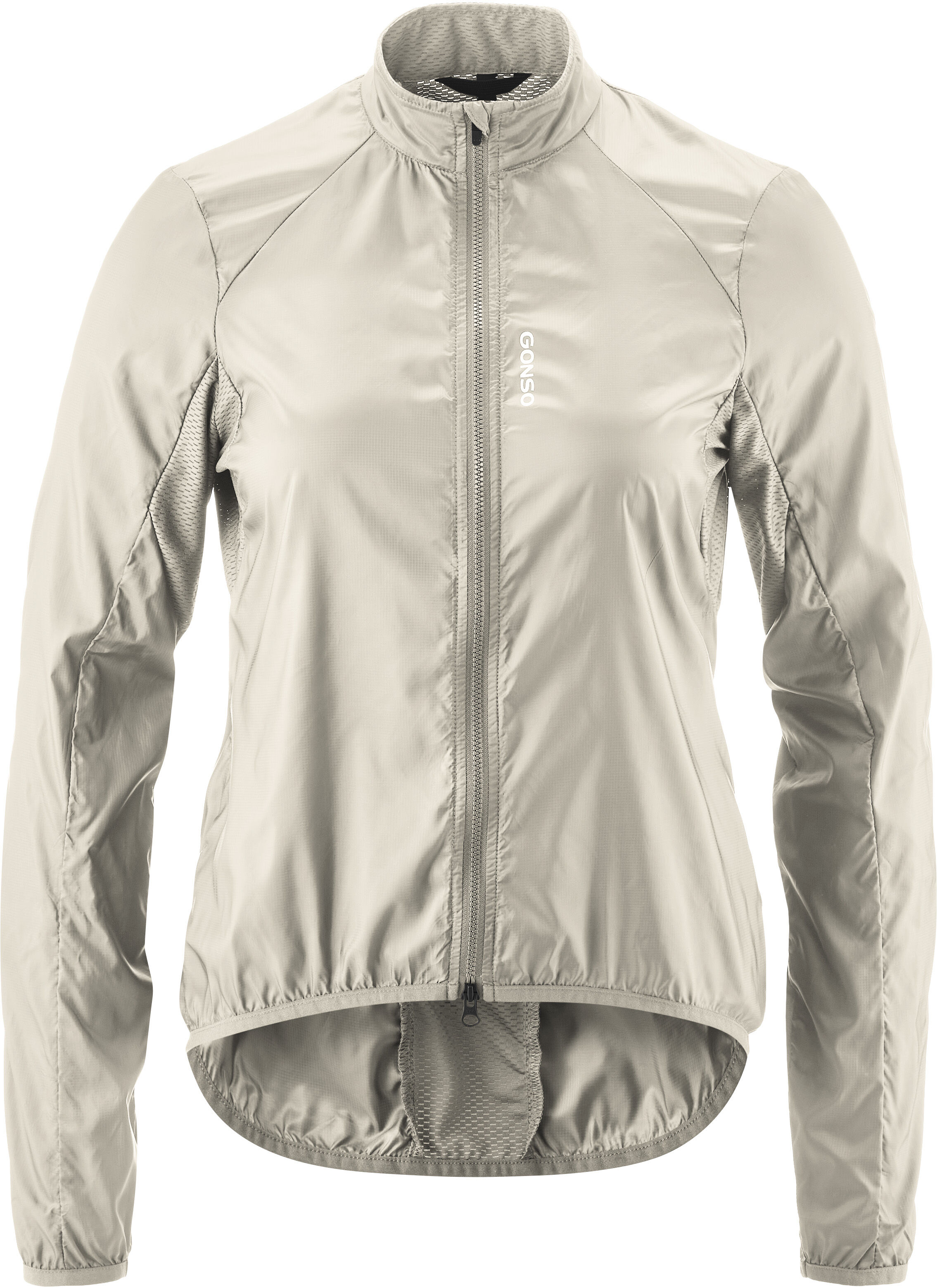 Fahrradjacke GONSO "Road Jacket Wind W", Damen, Gr. 38, grau (hellgrau), 100% Polyester, Rundhals, Jacken Fahrradjacke, Damen Radjacke, atmungsaktive Rennrad-Windjacke, Funktionsjacke hellgrau 38
