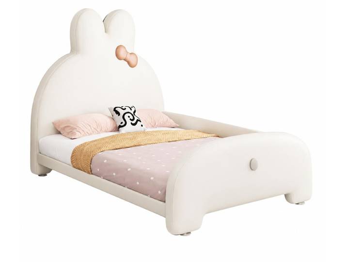JVmoebel Kinderbett Weißes Kinderbett Häschen-Bett Polsterbett Mädchenbett Kinderbetten, Made in Europa