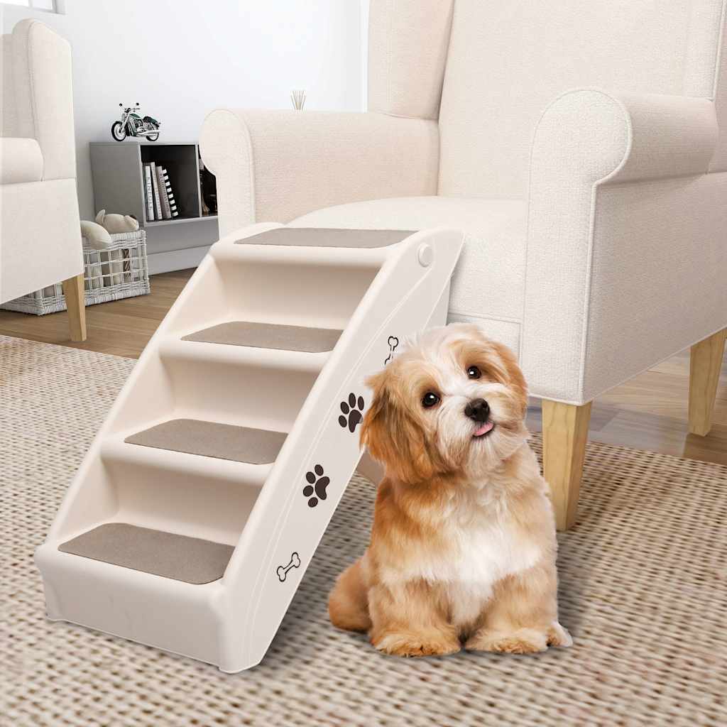 vidaXL Escalera plegable para perros crema 62x40x49,5 cm Cream