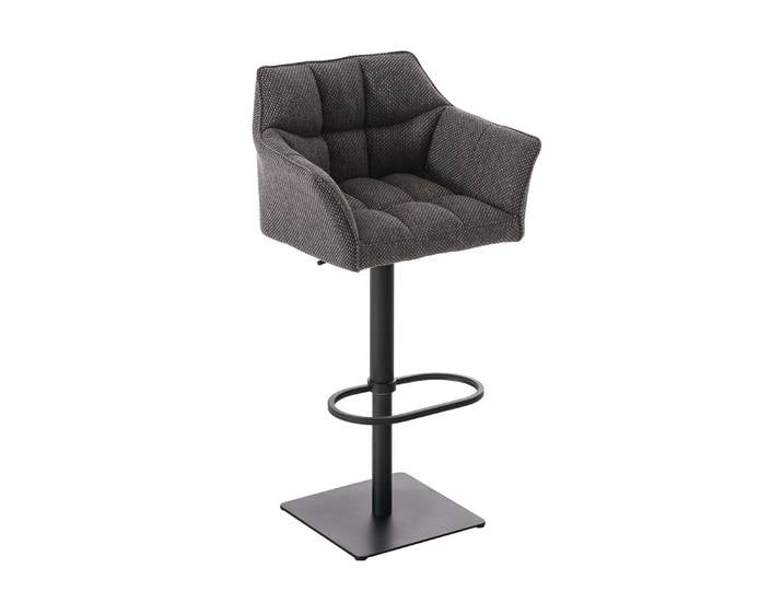 TPFLiving Barhocker Damaskus Gestell schwarz Stoff - Titangrau