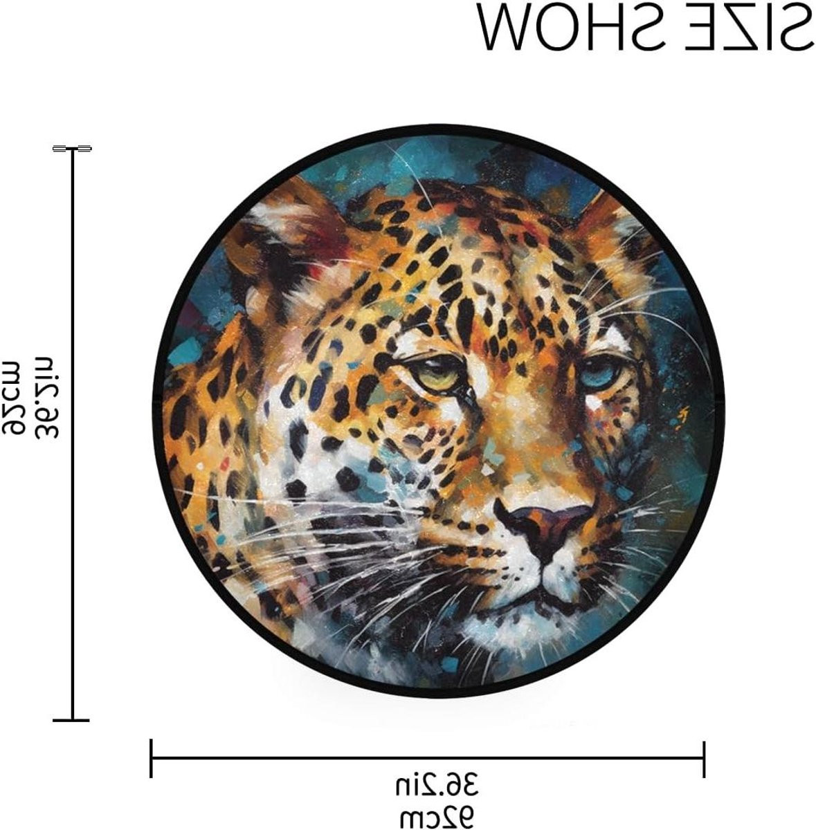 Rond Tapijt Luipaard met Traagschuim - Multicolor - Diameter: 92 cm