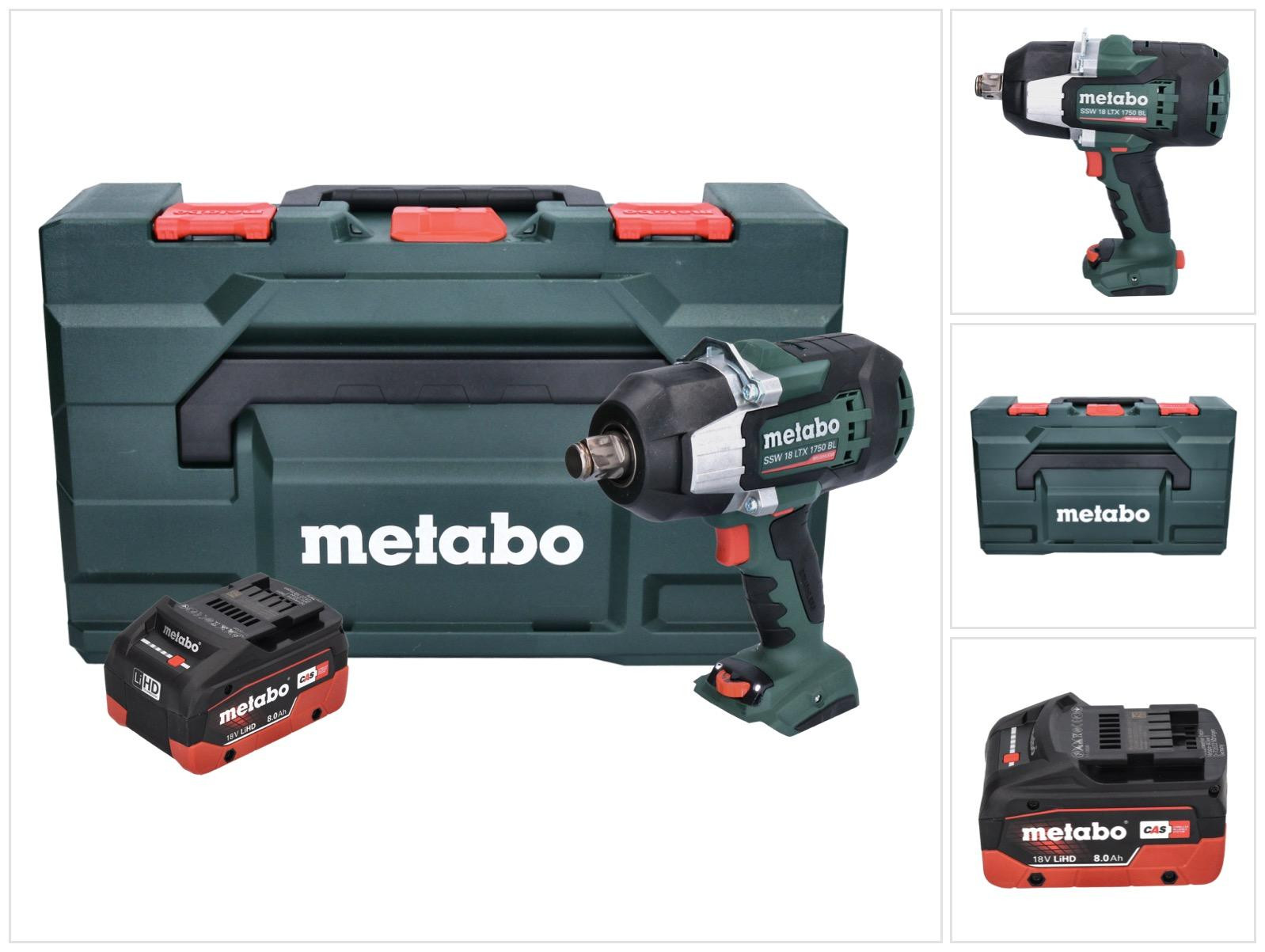 Metabo SSW 18 LTX 1750 BL accuslagmoersleutel 18 V 1750 Nm 3/4 inch borstelloos met 8.0 Ah accu en metaBOX