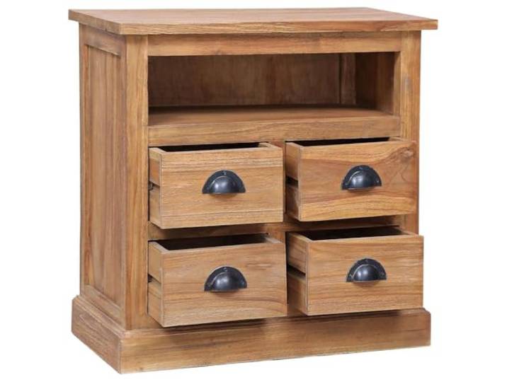GKMBCVDFR Beistellschrank 60 x 30 x 60 cm Massivholz Teak Kolonialstil Sideboard, 4 Schubladen, 1 Fach, Hartholz-Oberplatte, für Wohnzimmer