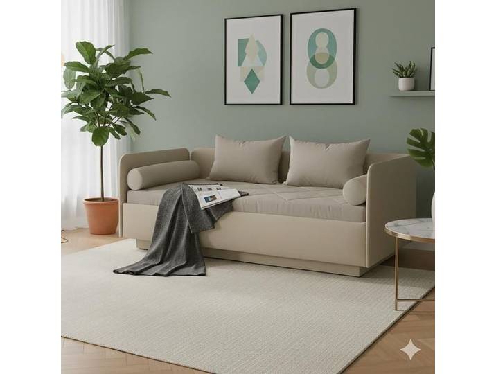 Schlafsofa Eriko Kunstleder mit Bettkasten H:72cm/B:400cm/T:129cm Sand Relaxfunktion klassischer Stil