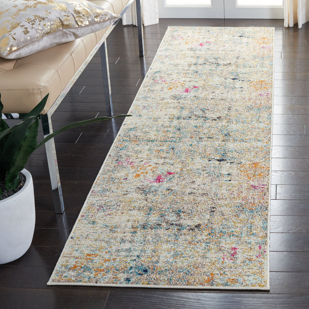 Bloomsbury Market Mayorga Abstract Area Rug Gold;Gray Runner 66 x 244cm