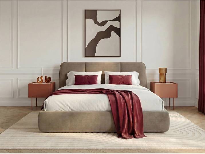 Lit coffre MOONA velours lisse 140x200