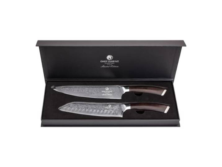 CHEF CUISINE Damast Messerset, 2-tlg., Ebenholz, Chefmesser, Santokumesser