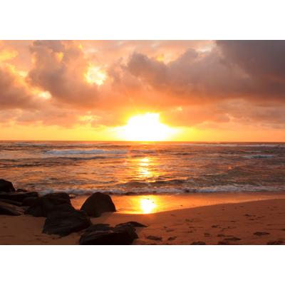 Fototapete PAPERMOON "Sunrise Lihue Beach", bunt, B:3m L:2,23m, Vlies, Tapeten