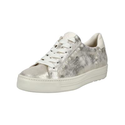 Plateausneaker PAUL GREEN "Paul Green Sneaker Glattleder", Damen, Gr. 42,5, Leder, silber (silber metallic), Glattleder, Schuhe Plateausneaker