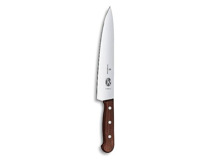 Victorinox Wood Couteau à Trancher Professionnel\, Lame 22 cm\, Brun Couteau à découper en acier inoxydable avec manche en bois d'érable ergonomique pour la cuisine. Fabriqué en Suisse