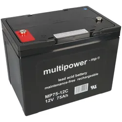 Multipower MP75-12C AGM Akku 12V 75Ah M6 – zyklenfest für Elektromobil & Rollstuhl