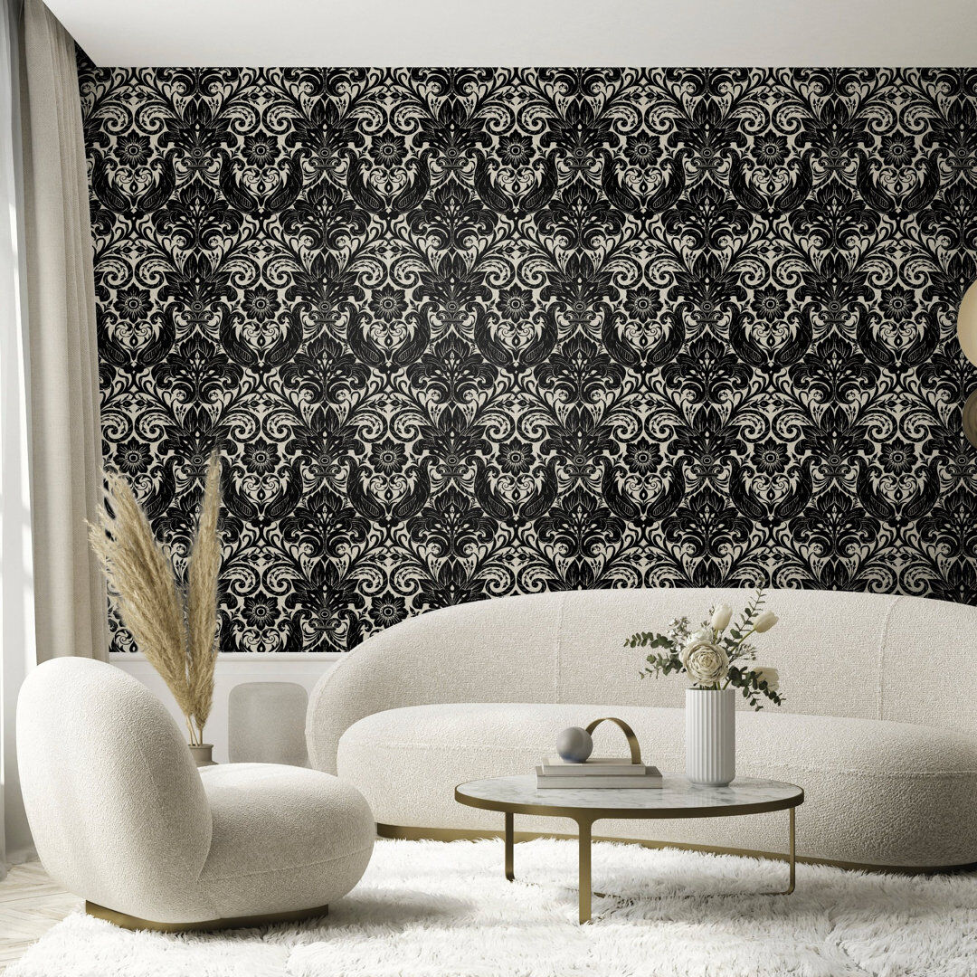 Galerie Home Laurence Llewelyn-Bowen Off The Wall Damask Sauvage 3D Embossed Black 34.45cm L