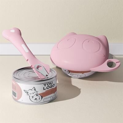 Multicon Wholesale Hub Multifunctional Pet Wet Food Feeding Scoop, Silicone Cat Food Can Lid And Spoon Set, Can Opener For Sealed Storage pink Set