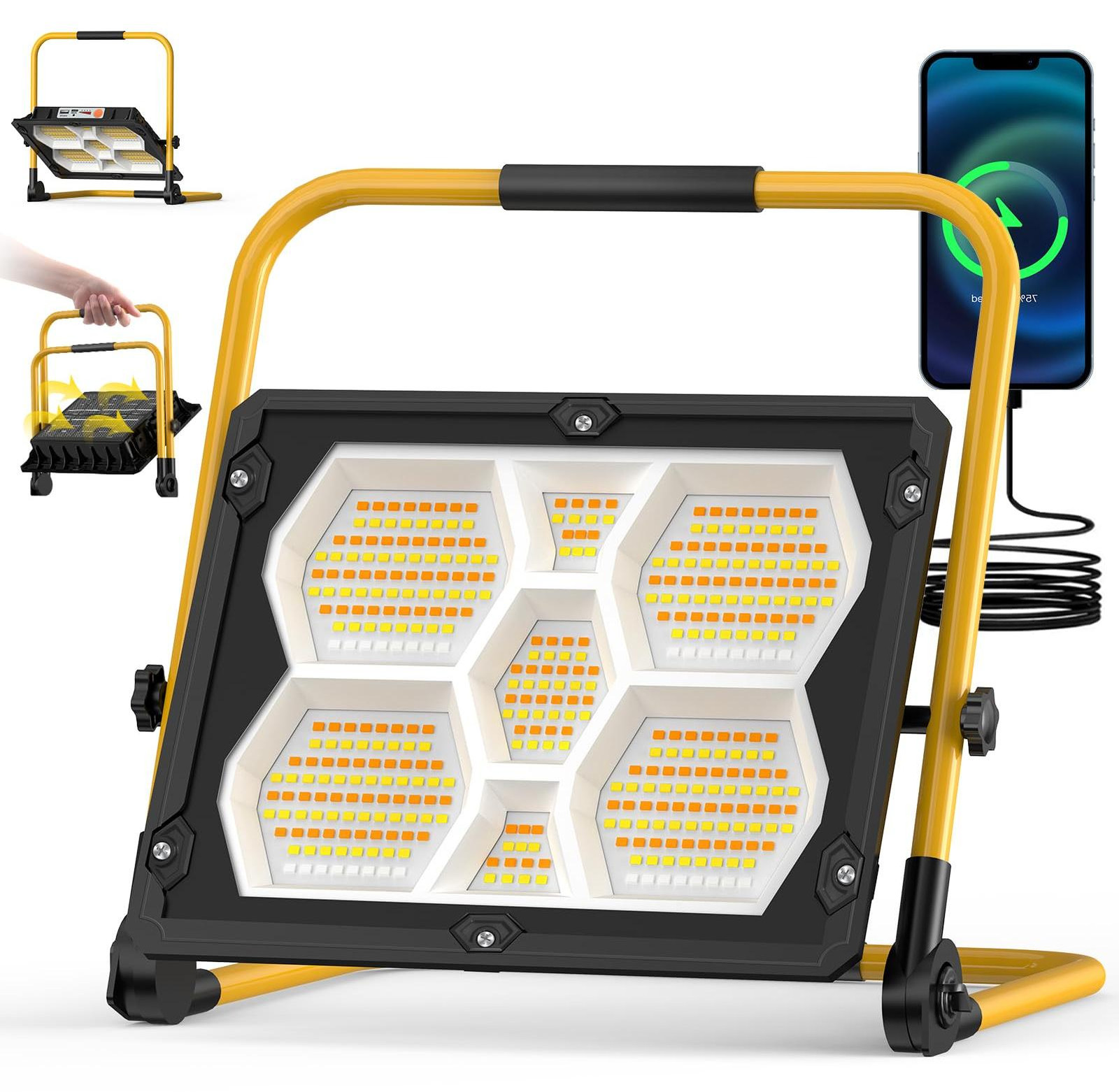 Selius LED Bouwlamp op Zonne-energie 150 W - 10000 Lumen - Draagbaar en Waterdicht