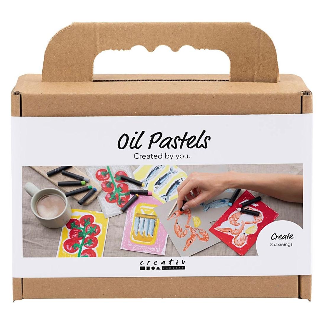 Creativ Company Mini Craft Kit Oil Pastels, Fish and shellfish, grey, white, 1 pack (9772651)