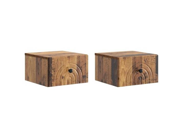 LMTYOENFG 2er-Set Wandnachttisch, 2 Schubladen, Altholz, 33x34,5x20cm Schwebende Nachtkommoden fürs Schlafzimmer schaffen freie Bodenfläche und halten persönliche Dinge stets griffbereit.