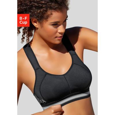 Sport-BH LASCANA ACTIVE "ohne Bügel", Damen, Gr. 80, Cup C, schwarz, Microtouch, Obermaterial: 58% Polyamid, 42% Elasthan, BHs Sport-BH Sportbekleidung, mit breiten, wattierten Trägern, große Größen, starker Halt