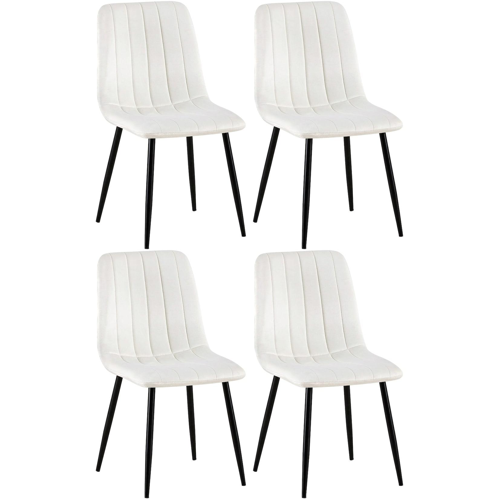 CLP 4er Set Stühle Dijon Samt Farbe: cremeweiß, Material: Samt