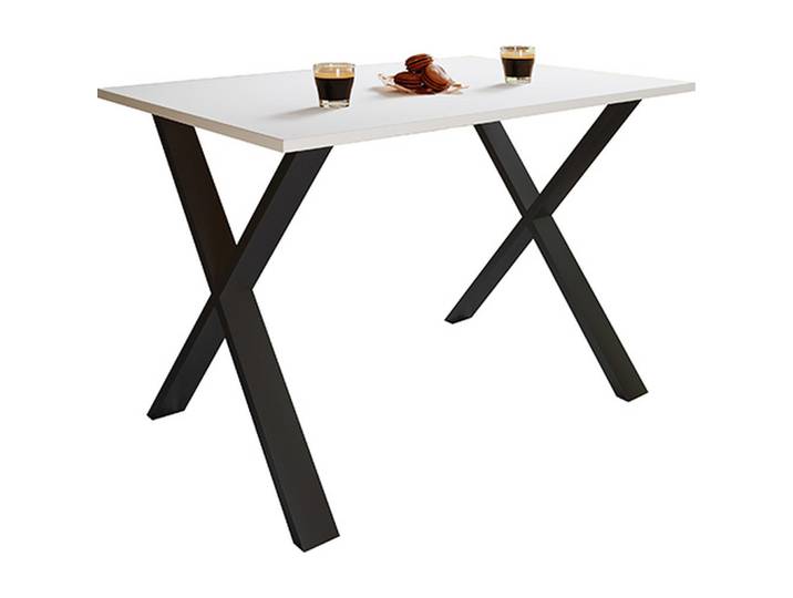 Mid.you Esstisch, Weiß, Metall, rechteckig, X-Form, 50x76x110 cm, Esszimmer, Tische, Esstische