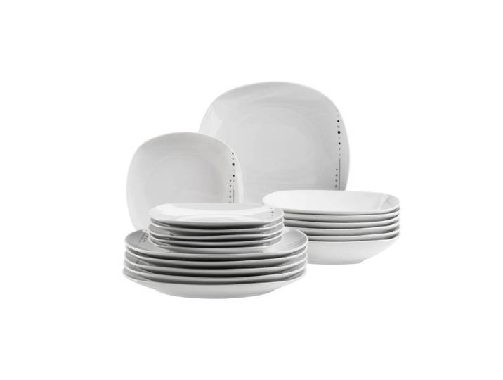Mäser Tafelservice, Weiß, Keramik, 18-teilig, Punkte, Essen & Trinken, Geschirr, Geschirr-Sets, Tafelservice