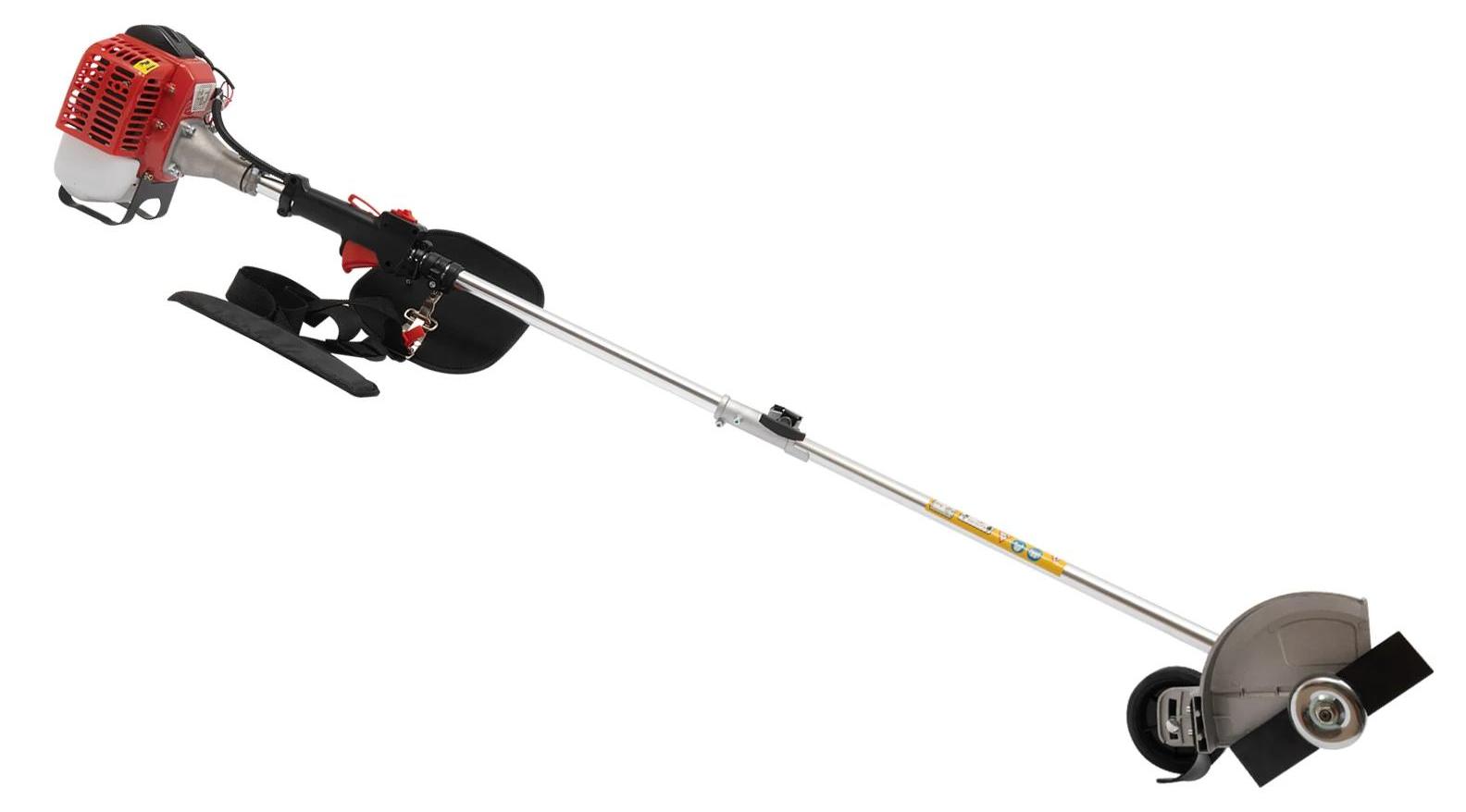 Benzin Freischneider Rasentrimmer - 26 cc 2-Takt Motor - 2 Schneidköpfe - 0,65 kW 8500 U/min - Tragegurt und Griff - Rot