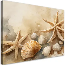 LEINWANDBILD Muscheln und Seesterne Acryl 60x40cm