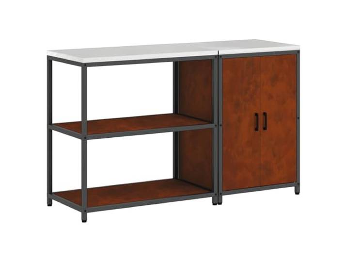 Favemtsl 2-TLG Küchenschrank Set Rostfarben Stahl Outdoor-Küche Zweitüriges Aufbewahrungsset aus robustem Stahl mit 4 Regalböden für Terrassenbereich und Outdoor-Küche.