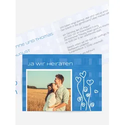 Hochzeitseinladung selbst gestalten mit Spruch und Fotos im Onlinedesigner bei Meine-Kartenmanufaktur.de