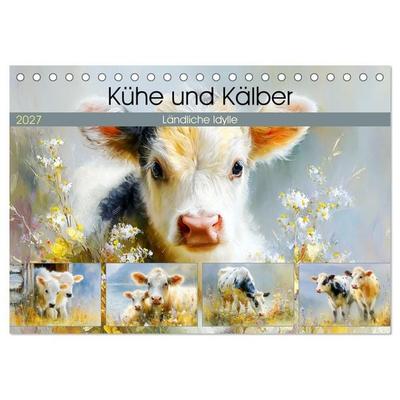 Kühe und Kälber. Ländliche Idylle (Tischkalender 2027 DIN A5 quer), CALVENDO Monatskalender