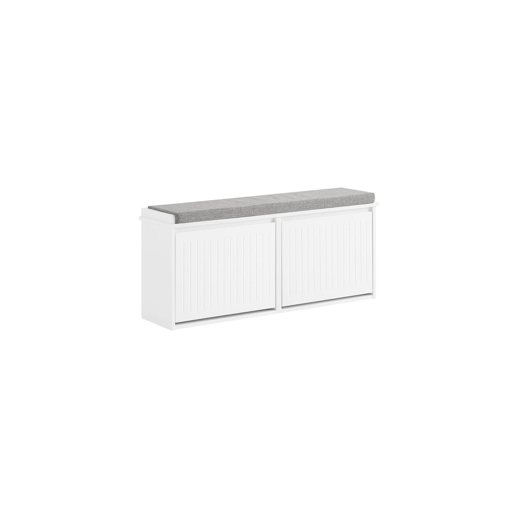 SoBuy Schuhbank mit 2 Türen Weiß 100x26x46cm Funktional