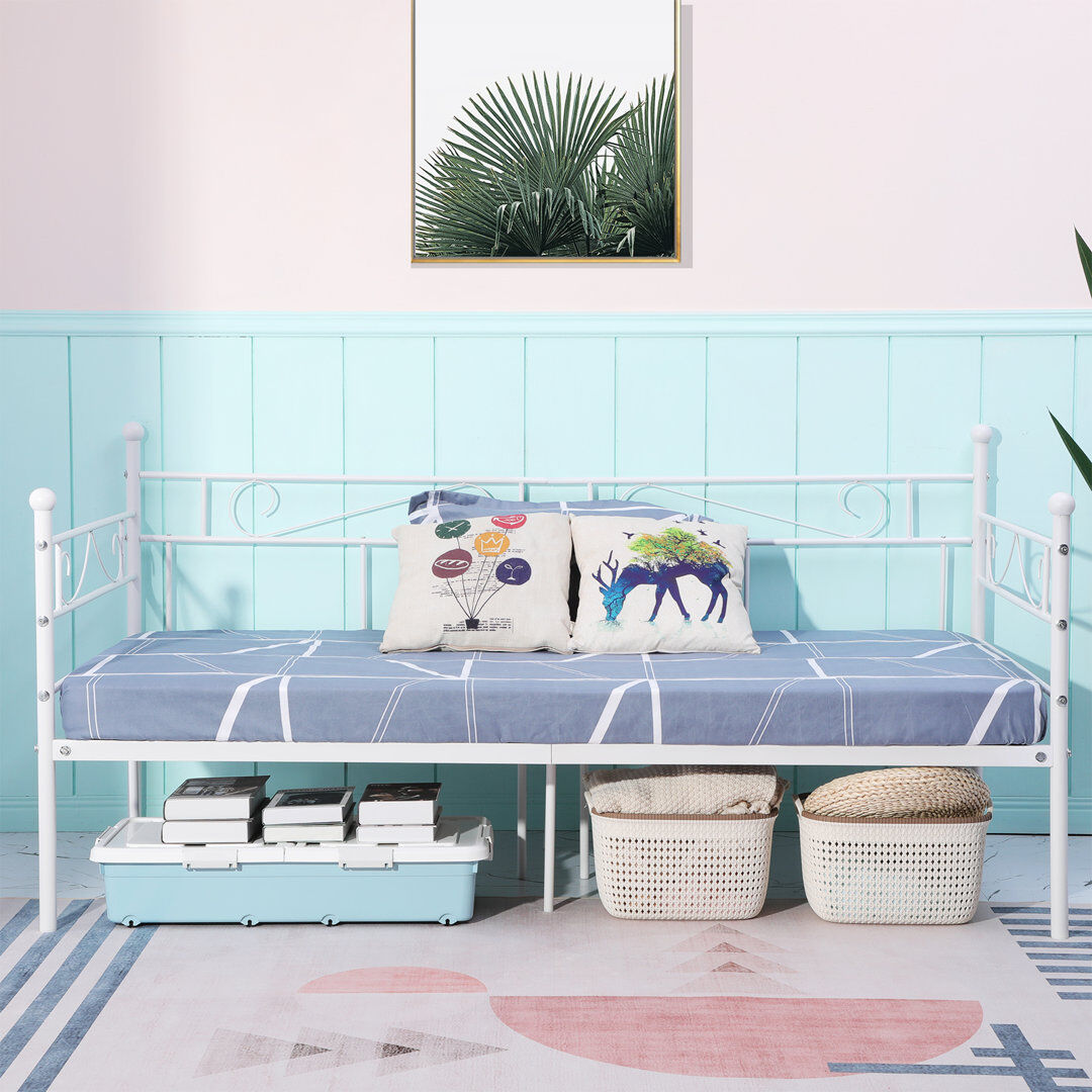 Marlow Home Co. Engles Metal Daybed White 95cm H X 95.5cm W X 199cm L