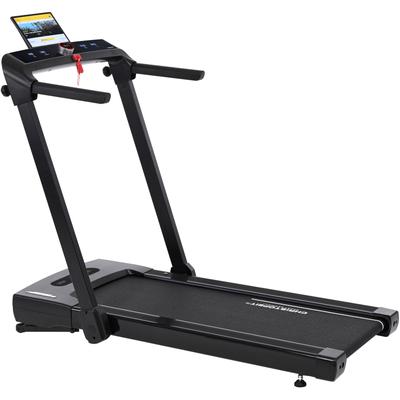 Laufband CHRISTOPEIT SPORT "2 in 1 Walking Pad und Laufband", rot (schwarz, rot), Laufbänder, ohne Unterlegmatte, bis max. 14 km/h, klappbar, 120 kg max. Benutzergewicht, B:68cm H:110cm L:139cm