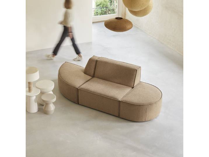 Modularer 2-Sitzer-Sofa aus camelfarbenem Stoff Dario - Braun - Fabric