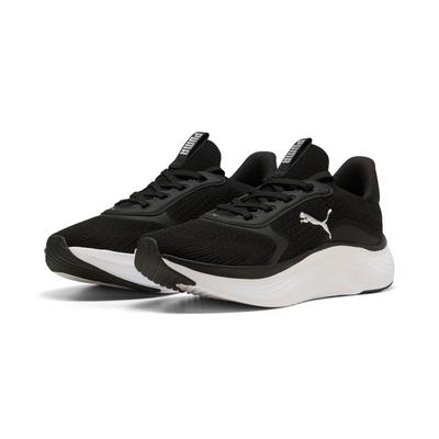 Fitnessschuh PUMA "SOFTRIDE MAYVE 2 WNS", Damen, Gr. 41, schwarz-weiß (puma schwarz, puma weiß, puma silber), Textil, Schuhe Fitnessschuh, ideal für Gym und Fitnessstudio
