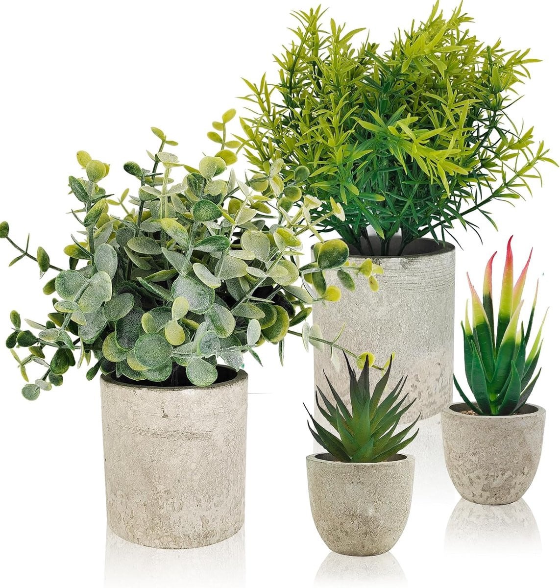 Set van 4 kleine kunstplanten in pot voor binnen decoratie