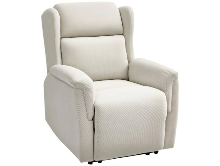 HOMCOM Relaxsessel mit Liegefunktion Verstellbarer Rückenlehne Beige Fernsehsessel, Liegesessel Sessel, Fußstütze, TV-Sessel, Baumwoll-Leinen-Gewebe, Wohnzimmer, Schlafzimmer