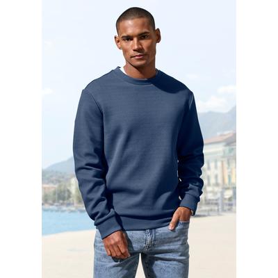 Sweatshirt JOHN DEVIN "aus Struktur-Qualität, relaxed fit", Herren, Gr. M (48/50), blau, Obermaterial: 83% Baumwolle, 16% Polyester, 1% Elasthan, unifarben, relaxed fit, Rundhals, angesetztes Bündchen, Sweatshirts Sweatshirt, in Struktur-Qualität,...