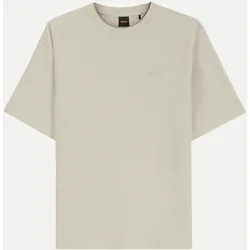 T-Shirt mit Rippenstruktur Beige L