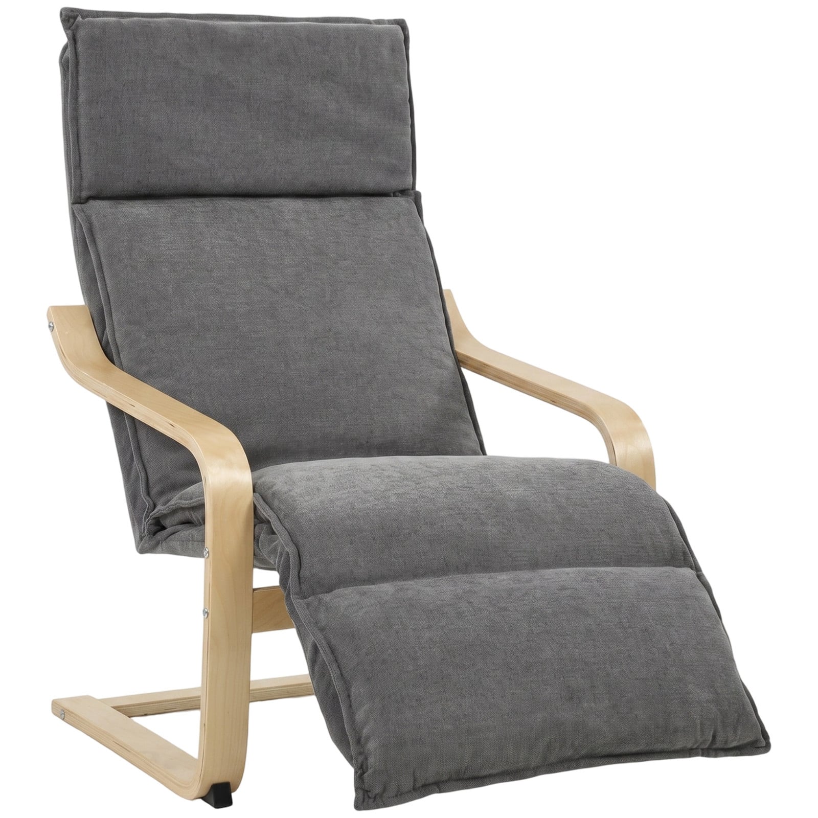 HOMCOM Loungestoel met Voetensteun, Moderne Scandinavische Schommelstoel in Linnenlook, Donkergrijs