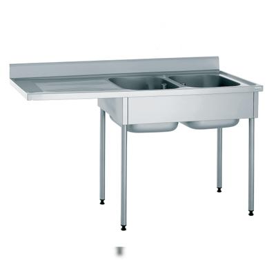 Tournus Ausstattung Plonge inox Geschirrspüler Einbau 2 Becken Abtropfbecken links ohne Hahn l.1600 mm Tournus - 503604