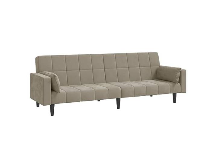 GHVBNMF Schlafsofa 2-Sitzer mit 2 Kissen Hellgrau Samt Couch Klappbares Bettsofa aus Samt mit Holzrahmen und Kissen für Wohnzimmer, Gästezimmer sowie kleinere Wohnungen.