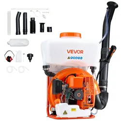 VEVOR Rucksack-Nebelsprühgerät, 63 cc, 3 PS-Motor, gasbetriebener Nebelsprüher mit 16 L-Tank, Pulver- & Flüssigkeitsnebelsystem, für Gartenarbeit & Landwirtschaft, Gemüsegewächshäuser