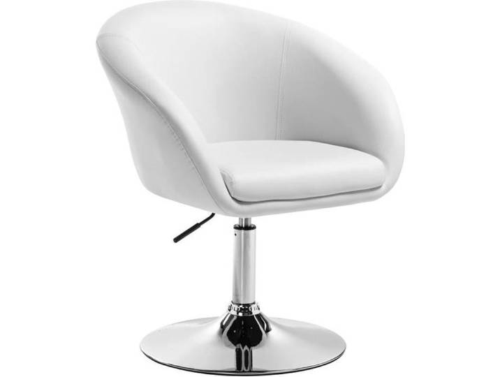 WOLTU Tabouret de bar en similicuir Fauteuil de bar avec dossier Tabouret rotatif Hauteur réglable Blanc