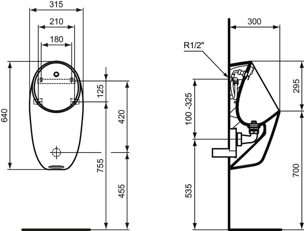 Ideal Standard life A Urinal Paket, ohne Ablaufgarnitur