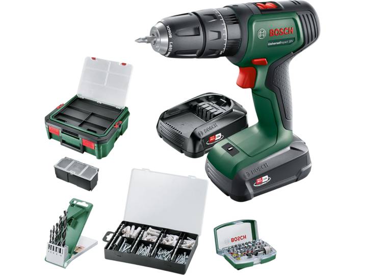 Perceuse 18V (2x1.5Ah) en systembox + accessoires - BOSCH 06039D4107