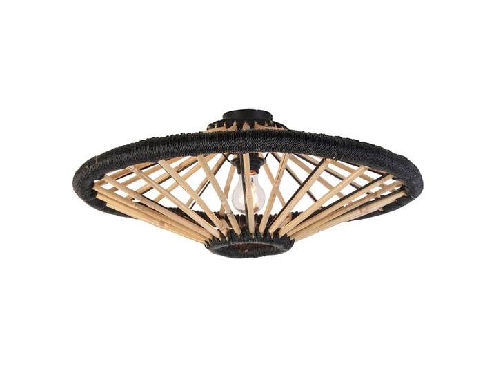 Plafonnier oriental en bambou noir 60 cm - Evalin