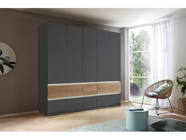 Drehtürenschrank Winnipeg 226cm mit Beleuchtung Grau/Graumetallic