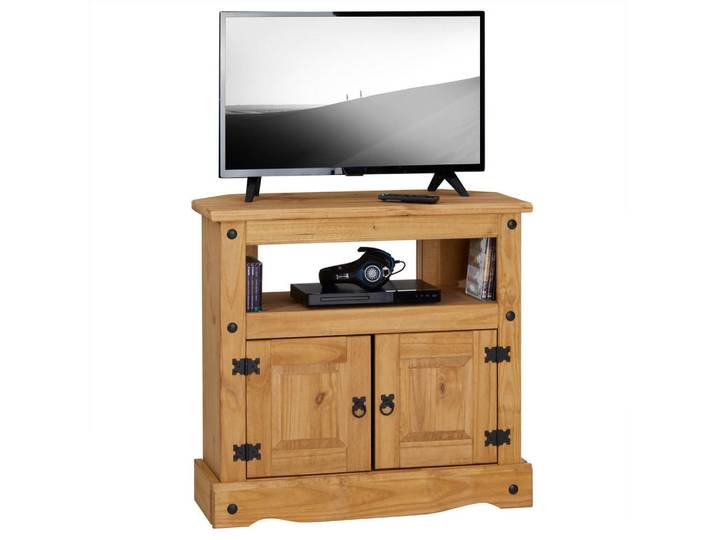 CARO-Möbel TV Rack Salsa natur, Naturfarben, Holz, Kiefer, Vintage, 85x78x43 cm, Wohnzimmer, TV Möbel, Lowboards, Lowboards stehend