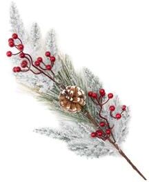 IH Casa Decor Flocked Berries and Cedar Spray- Set of 6