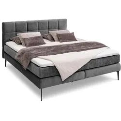 Boxspringbett Adel 180 x 200 cm Stoff Grau Dunkelgrau